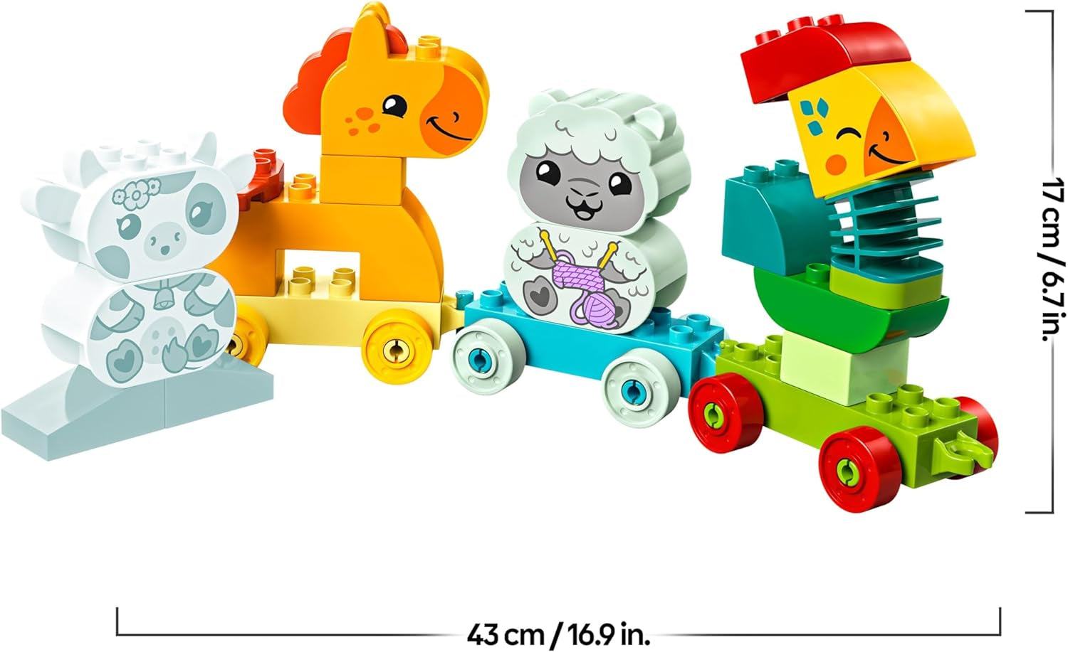 LEGO DUPLO My First Animal Train Set - Educational Toy for Toddlers - incl. Rooster, Horse, Lamb & Cow Farm Animal Figures, Birthday Gift for 1+ Year Old Boys & Girls - 10412