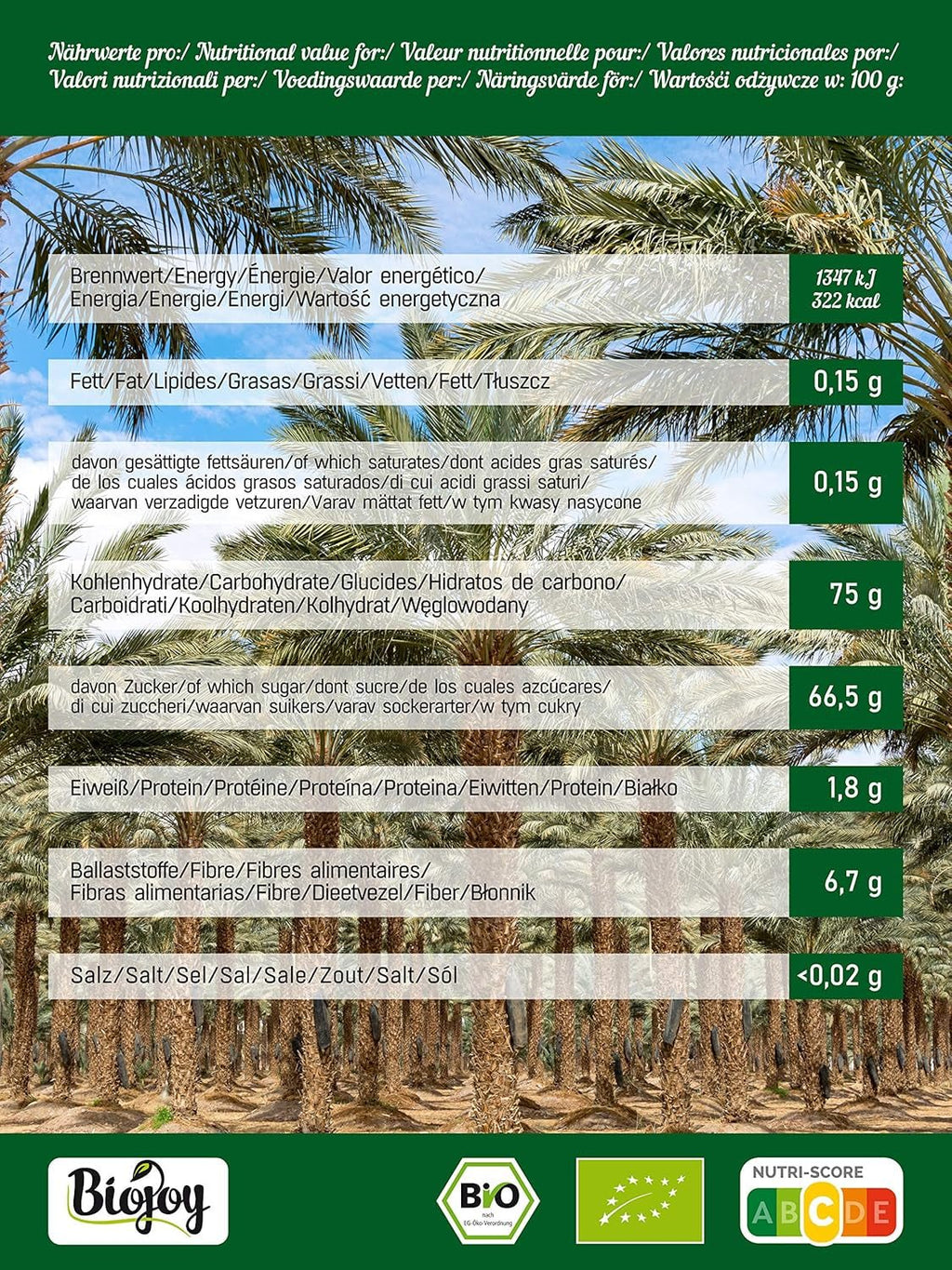 Biojoy BIO-Medjool curmale din Israel (5 kg), uscate și întregi, nesulfurate, Mare Produse deshidratate Naty Shop