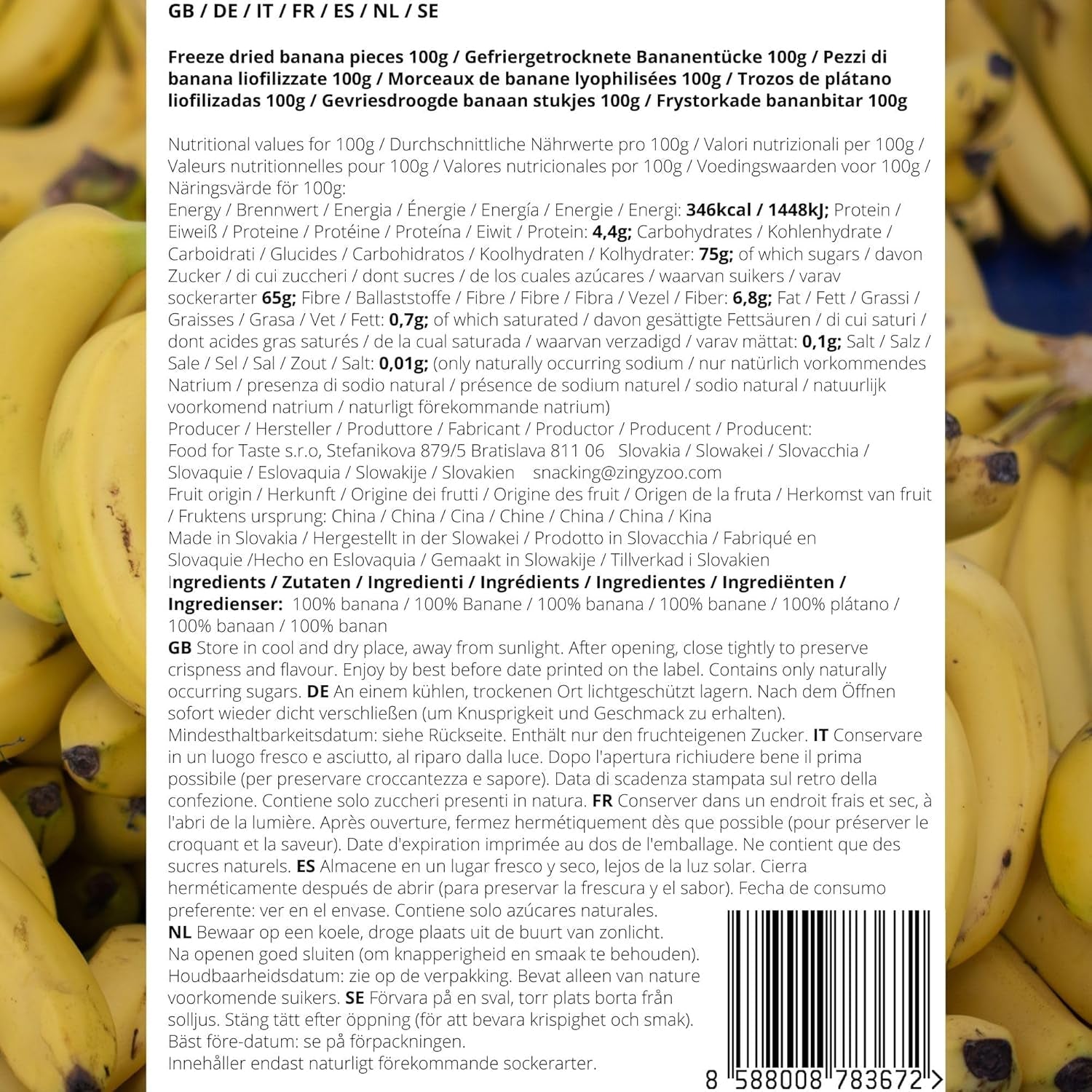 Bucăți de banane liofilizate | Banane uscate fără zahăr | Banane liofilizate | Banane cu fructe uscate | Banane proaspete liofilizate | Bucăți de banane cu fructe liofilizate Produse deshidratate Naty Shop