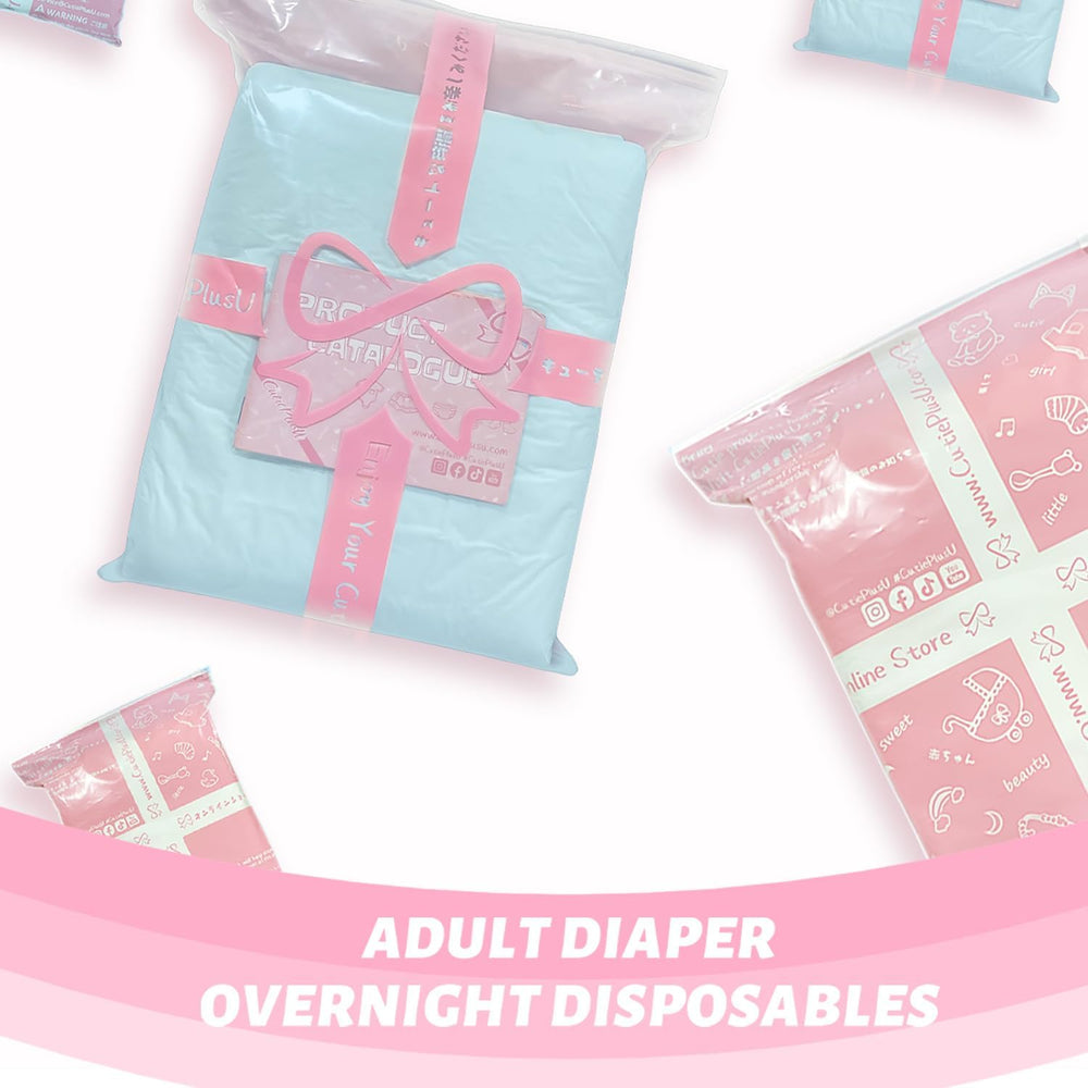 CutiePlusU Pannolini per adulti, Superficie asciutta, Massima assorbenza durante la notte, Pannolini usa e getta per incontinenza - Blu, Confezione da 2 (Medio 71-96 cm)