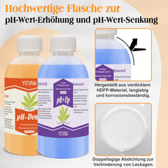 Regolatore di pH per coltura idroponica, liquido pH Up e pH Down, fluido regolatore di pH per abbassare o aumentare il valore del pH, tampone Premium 250 ml, adatto a tutti i sistemi idroponici (suolo e acqua)