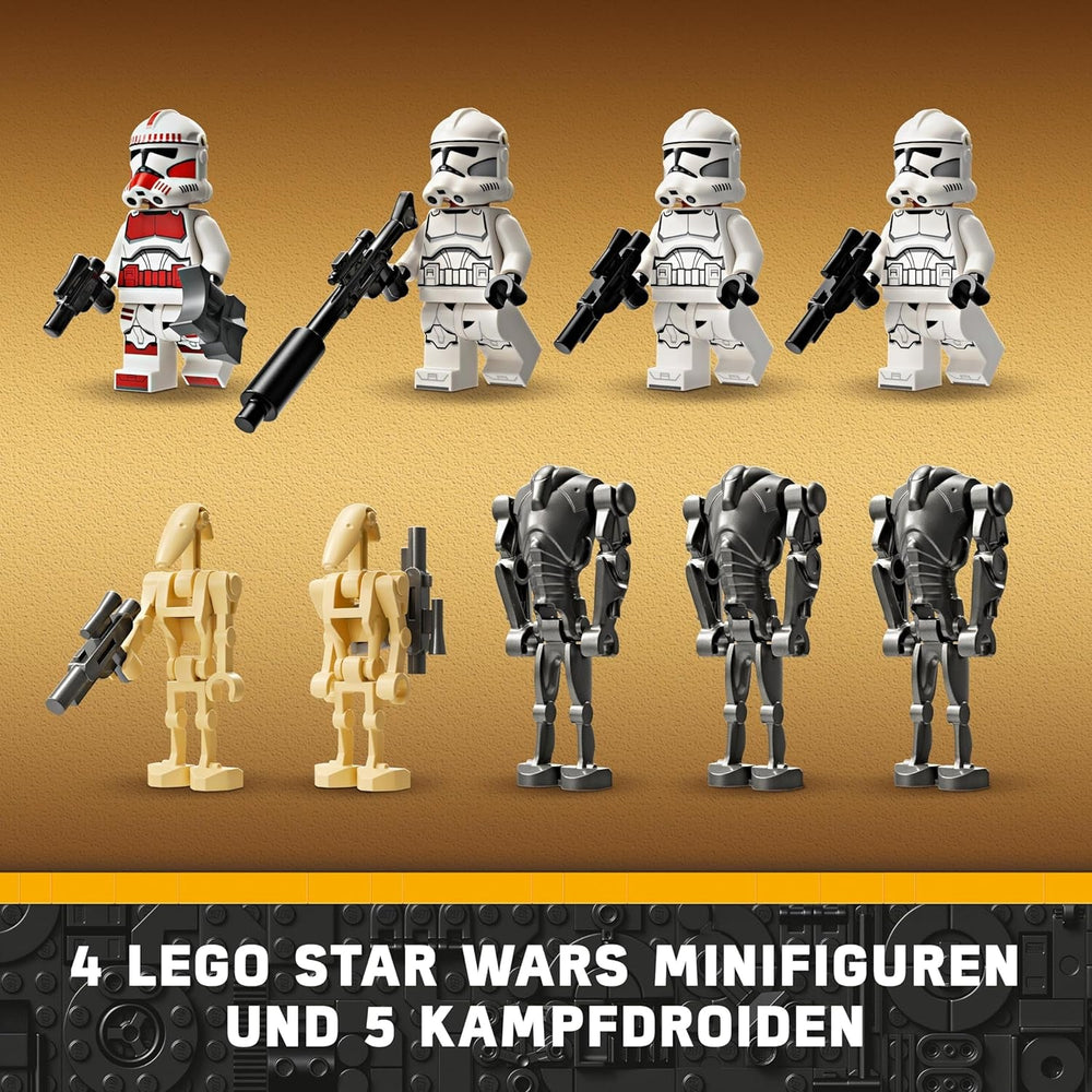 LEGO Star Wars 75372 Battle Pack Clone Trooper e Droide da battaglia, incl. 4 minifigure, 5 droidi e motocicletta speeder con shooter - Giocattolo di costruzione per ragazzi e ragazze dai 7 anni in su Set di costruzione Besuche den LEGO-Store
