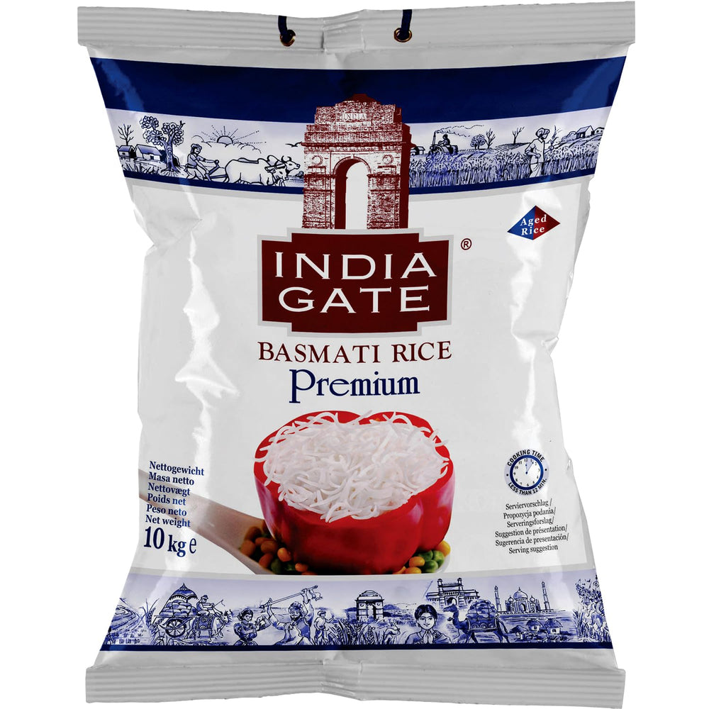 INDIA GATE Riso Basmati Premium – Riso fine a grana lunga, aromatico proveniente dall'India, a grana lunga fine (1 x 5 kg)