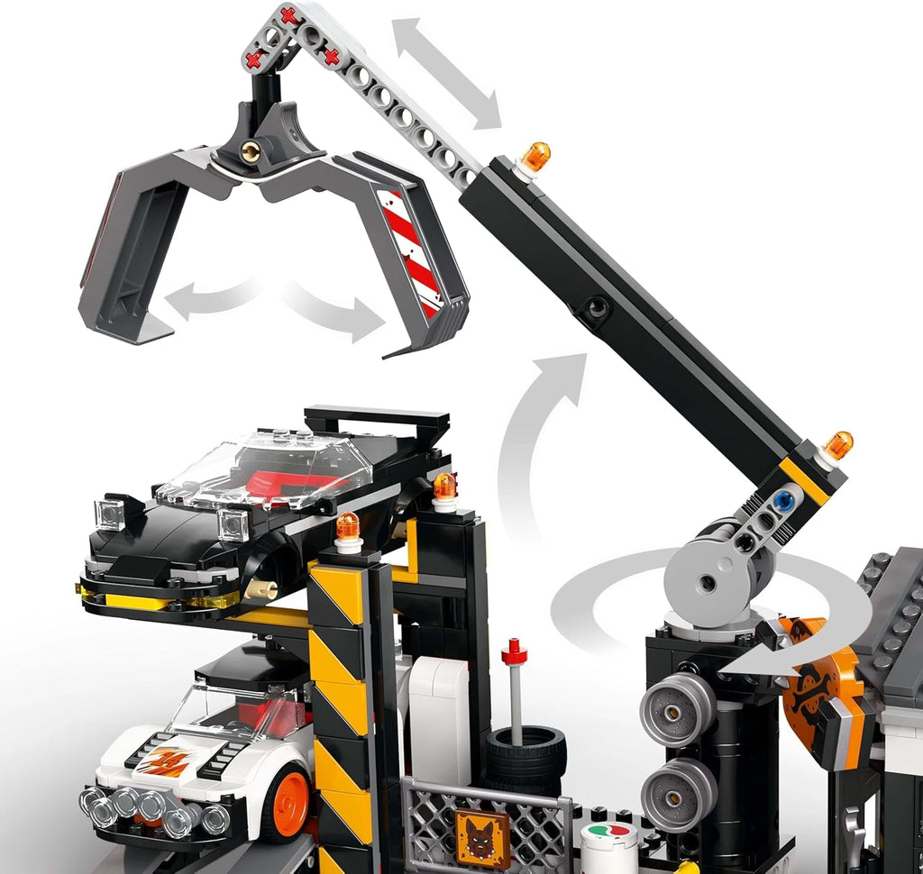 Depozit de fier vechi LEGO City cu mașini - jucărie cu presă de fier vechi și macara, 2 mașini de jucărie, 4 minifigurine muncitoare și clădire de birouri - cadouri aniversare pentru băieți și fete de la 8 ani 60472 Seturi de constructie Besuche den LEGO-Store