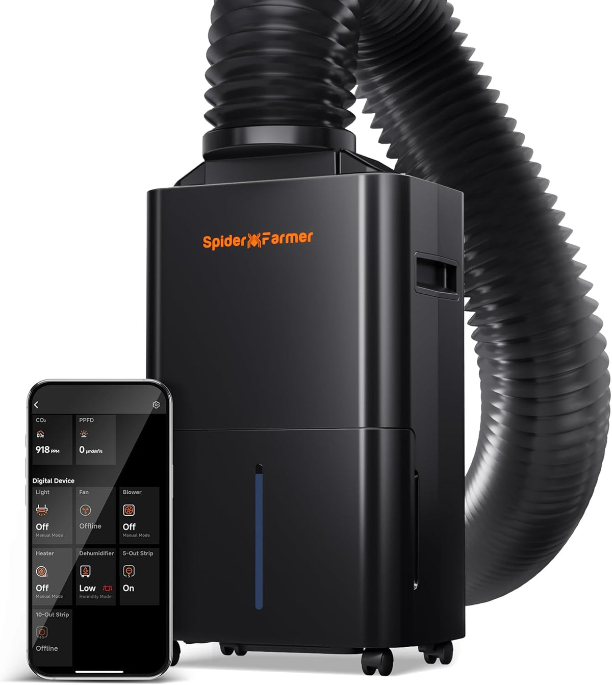 Deumidificatore SPIDER FARMER, Deumidificatore per piante da 12 litri con controllo dell'umidità, controllo tramite app, funzione timer 24 ore per tende da coltivazione, deumidificatore elettrico per giardini interni, appartamenti e scantinati