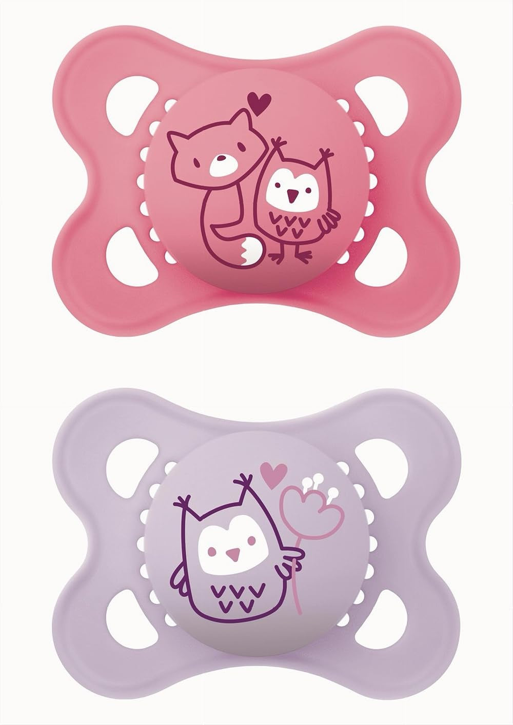 Suzetă MAM din cauciuc natural, 2-6 luni, cu tetină simetrică, plată și flexibilă, cu cutie autosterilizabilă, neutră mată, 2 bucăți