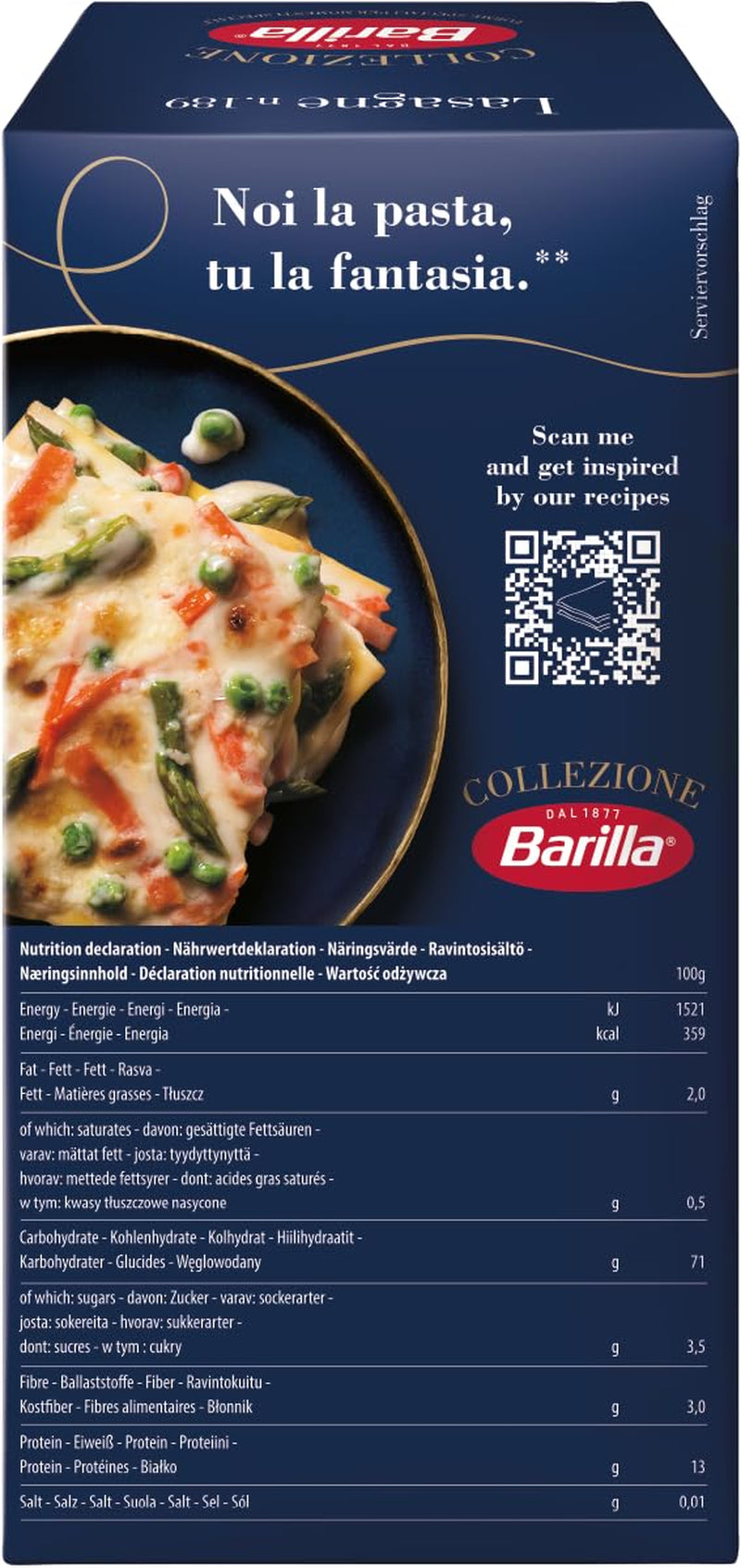 Barilla Collezione Lasagne Pasta di semola di grano duro, sempre al dente, 500g