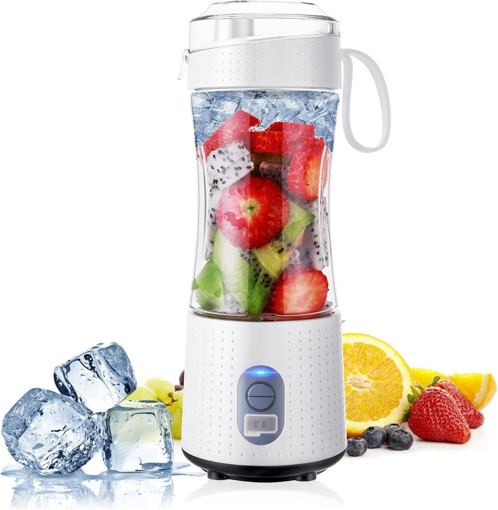 Topesct Tragbarer Mixer, Smoothie Maker to Go– Mobiler Standmixer/Elektrischer Mini Saftmixer Sechs Klingenin 3D-Anordnung Für Hervorragendes Mixen, 13Oz USB Wiederaufladbarer Juicer (Schwarz) Kitchen Naty Shop Weiß