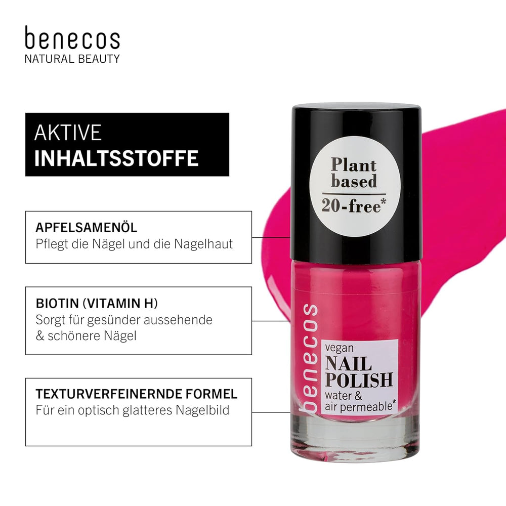 Benecos 20-Smalto vegano gratis oh lala - smalto per unghie alle erbe - asciugatura rapida e lunga durata - permeabile all'acqua - arricchito con biotina - 5 ml