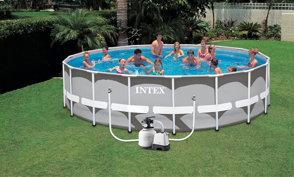 Intex 26676 Krystal Clear Salt Water System Pompa con filtro a sabbia Portata d'acqua 7900 l/h Portata del sistema 6000 l/h per piscine fino a 32200 l Plastica bianca