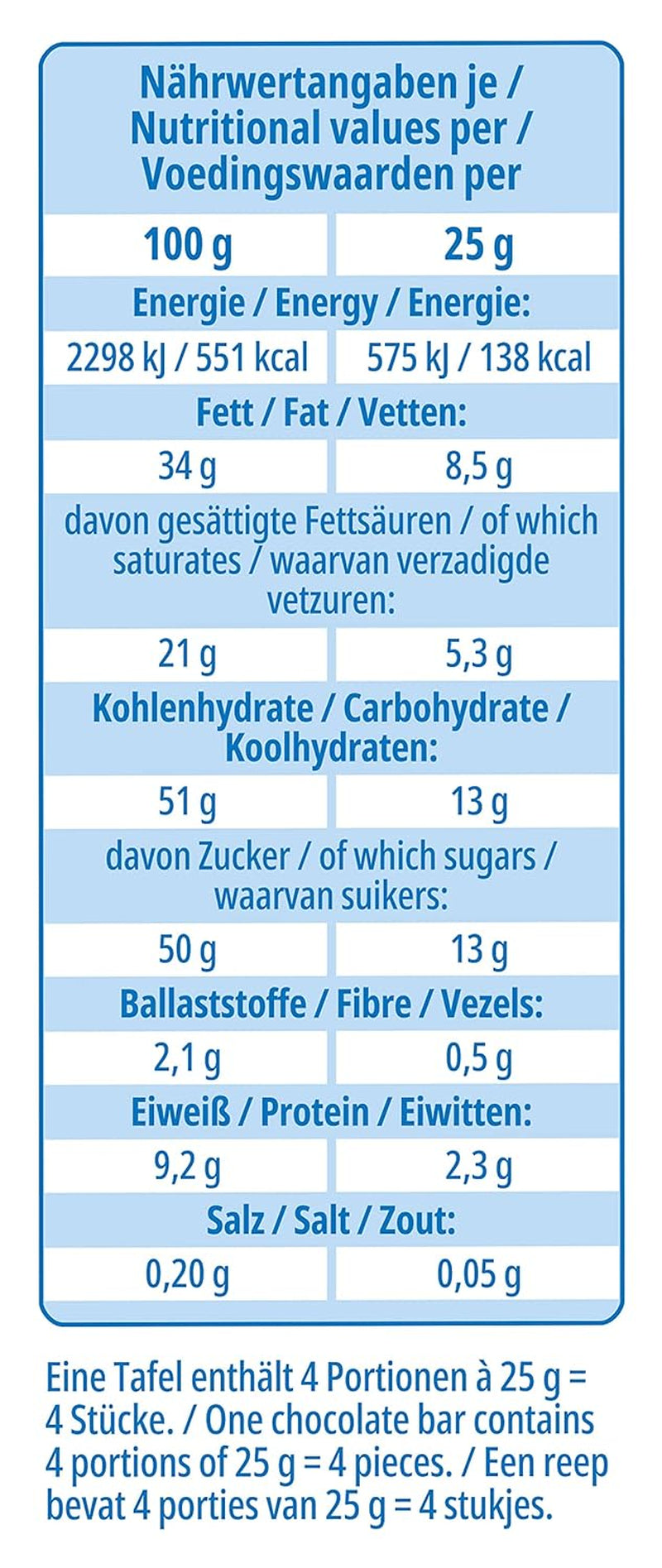 CIOCCOLATO frankonia Cioccolato al latte intero senza lattosio e glutine, 100 g