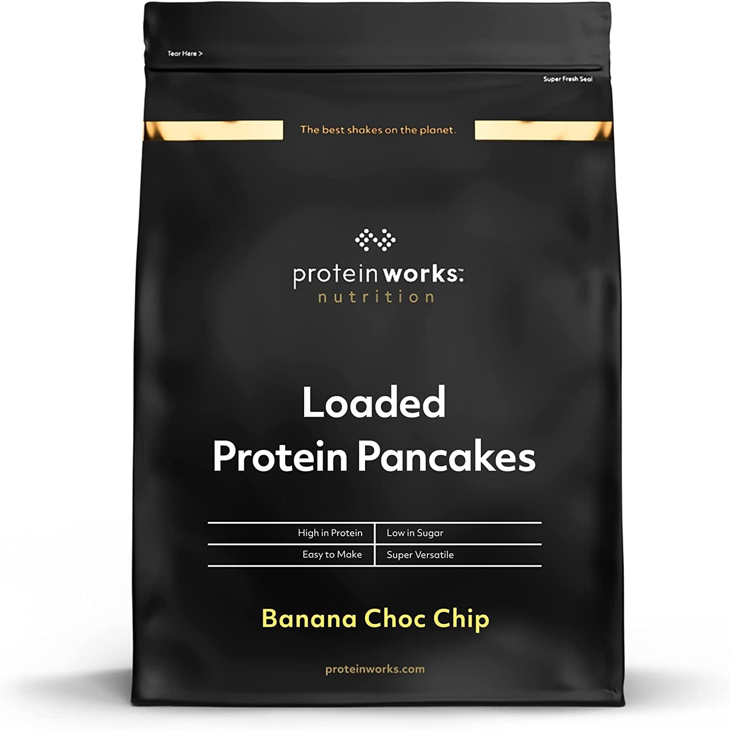 Protein Works - Pfannkuchen proteico caricato | Premium Pfannkuchen Mischung | Frittelle Eiweiß | Pancake Proteici | 8 porzioni | Naturale | Miscela per panificazione e cottura 500G Naty Shop 500G Banana-Choco-Chip