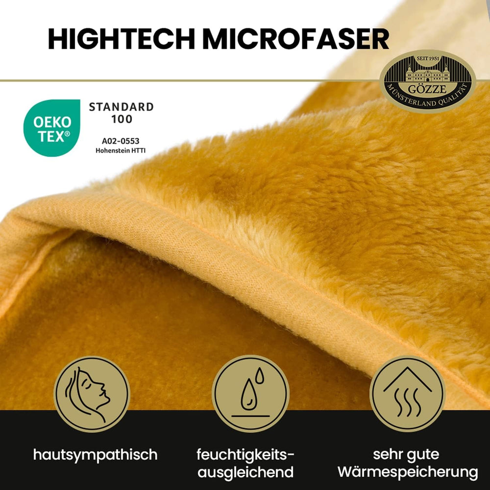 Gözze - Comoda coperta Premium Cashmere-Feeling, 500 G/M², 180 X 220 cm - senape Letti e coperte Besuche den Gözze-Store