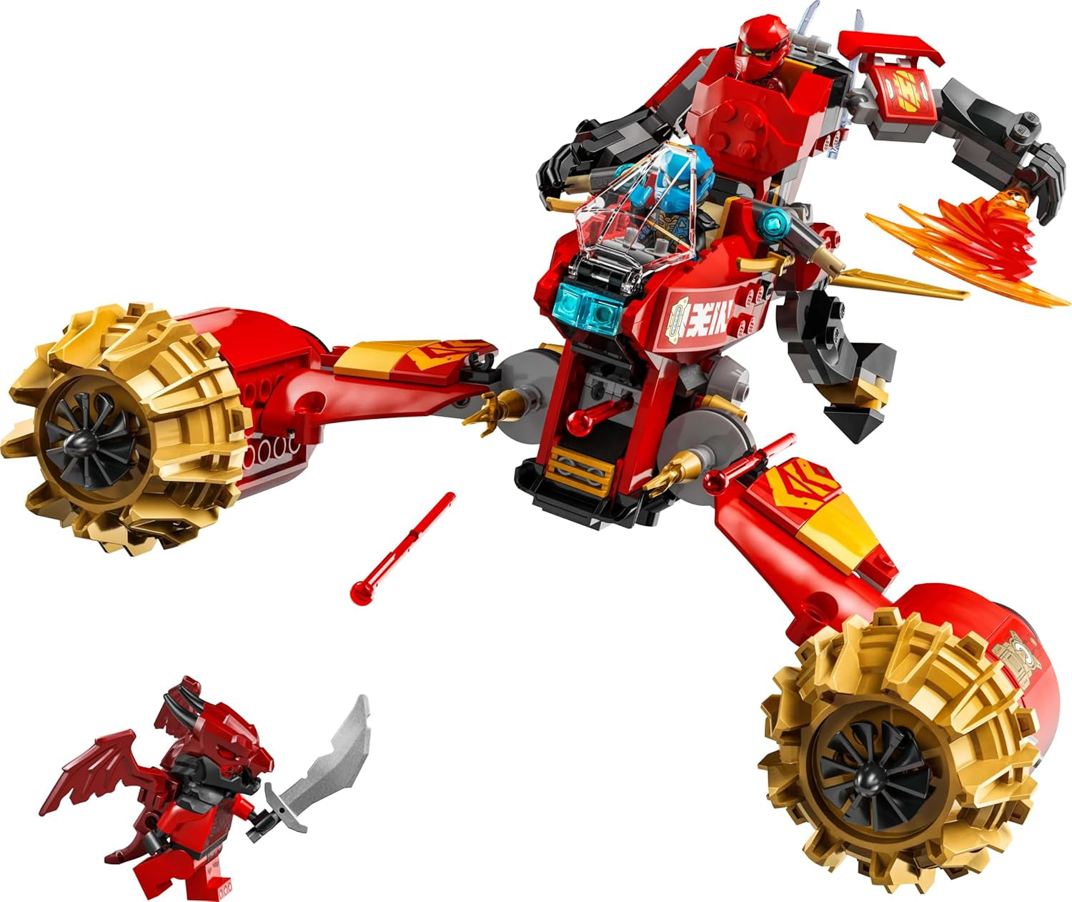 Mech Storm Rider di LEGO NINJAGO Kai - Moto giocattolo volante con 3 minifigure - Mech con testa, braccia e gambe mobili - Giocattolo da costruire - Regalo per ragazzi e ragazze dai 7 anni in su 71830 Set da costruzione Besuche den LEGO-Store