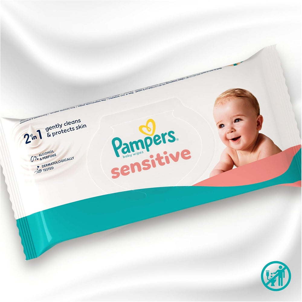 Salviette per neonati Pampers Sensitive, confezione da 15 da 80 salviette, 1200 salviette per neonati, pulizia delicata 2 in 1 e protezione della pelle