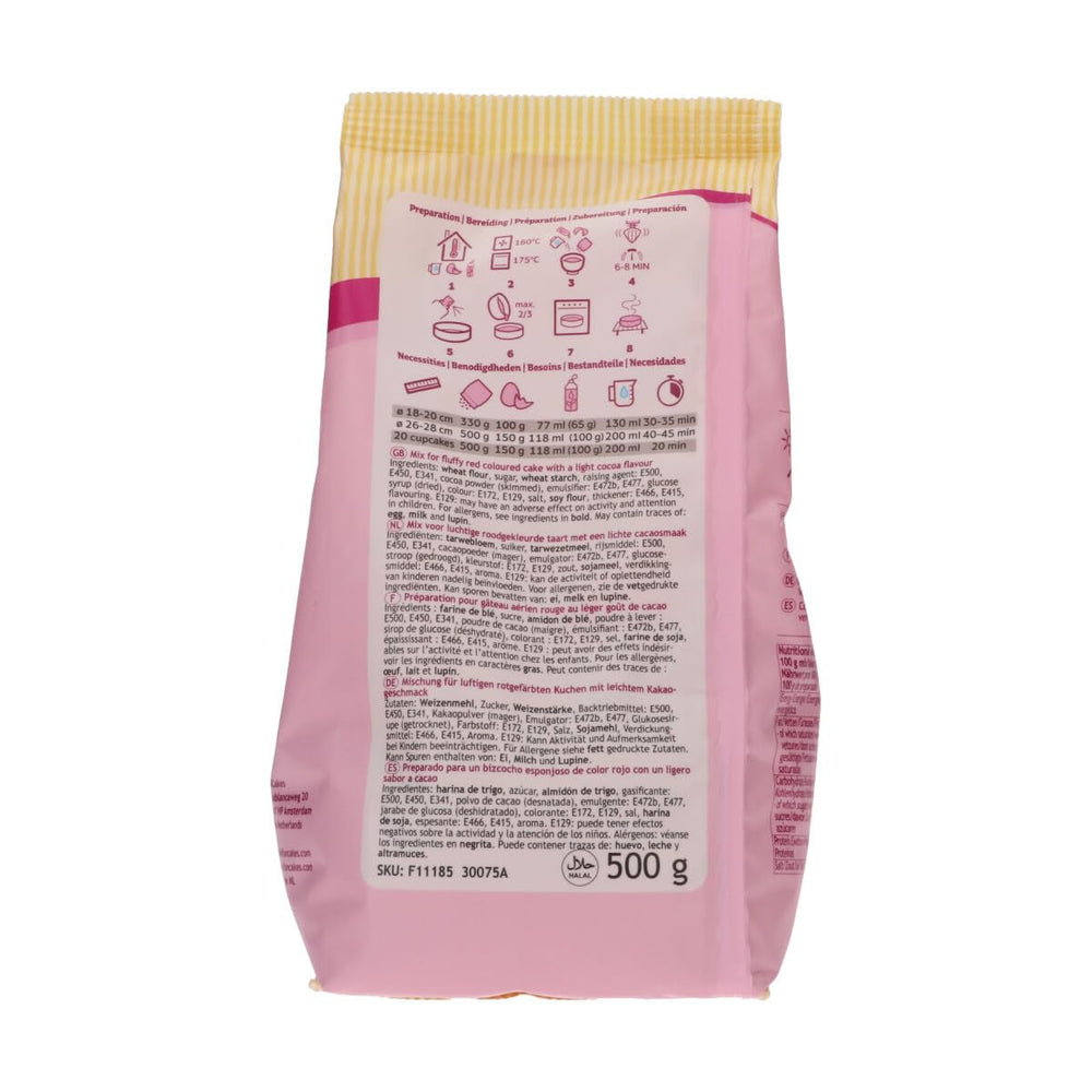 Funcakes Mix Für Red Velvet Cake: Einfach Zu Berübenender, Schön Weicher Und Flauschiger Kuchen Mit Leichtem Schokoladengeschmack, Auch Für Cupcakes Aus Rotem Samt Geeignet, Halal. 500 G. Miscela per panificazione e cottura Naty Shop