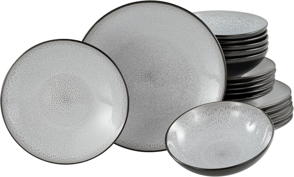 CreaTable, 23964, Serie Malmö, 18-teiliges Geschirrset für 6 Personen, Teller Set aus Steinzeug, spülmaschinen- und mikrowellengeeignet, Qualitätsproduktion