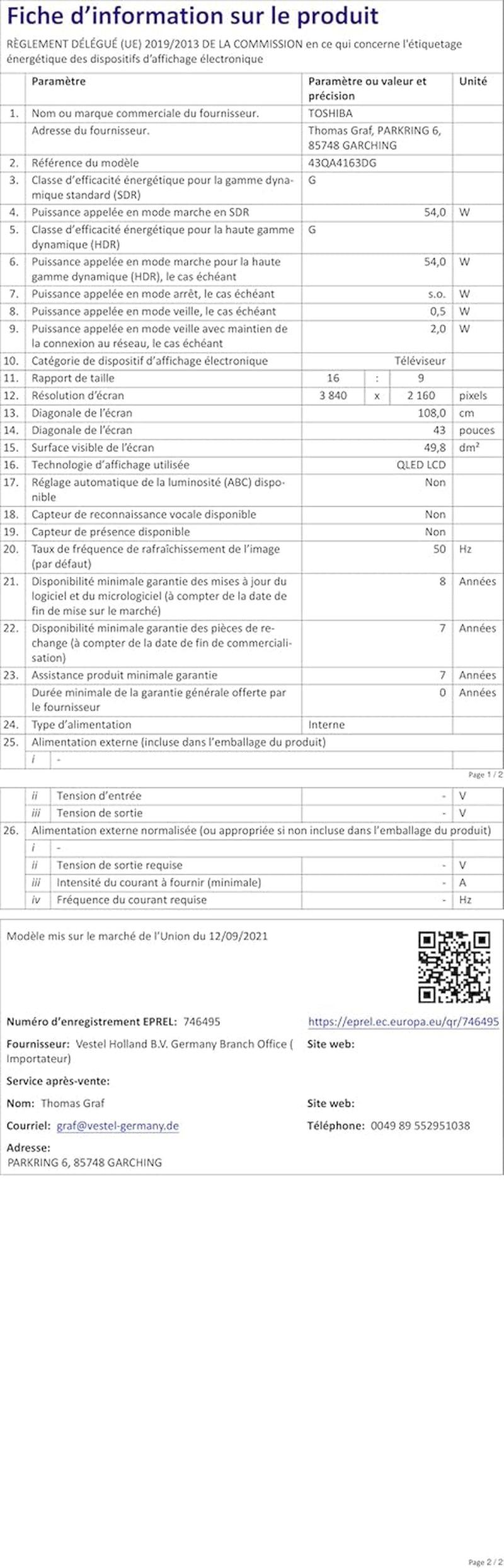 Toshiba, 43QA4163DG, 43 inch, QLED Quantum Dot Ultra HD (3840 x 2160), Asistent Google, Bluetooth, Netflix, Video, Chromecast