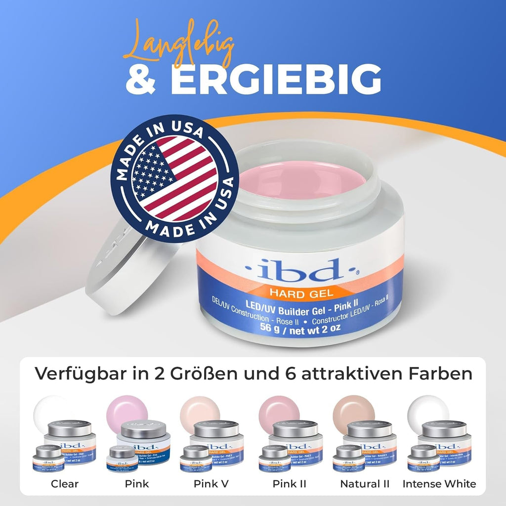 IBD Hard Gel – Gel de construcție LED/UV roz II, 1 pachet (1 x 56 g) – Fabricat în SUA – Construcție unghii acasă – Fără programări sau saloane de unghii zgomotoase