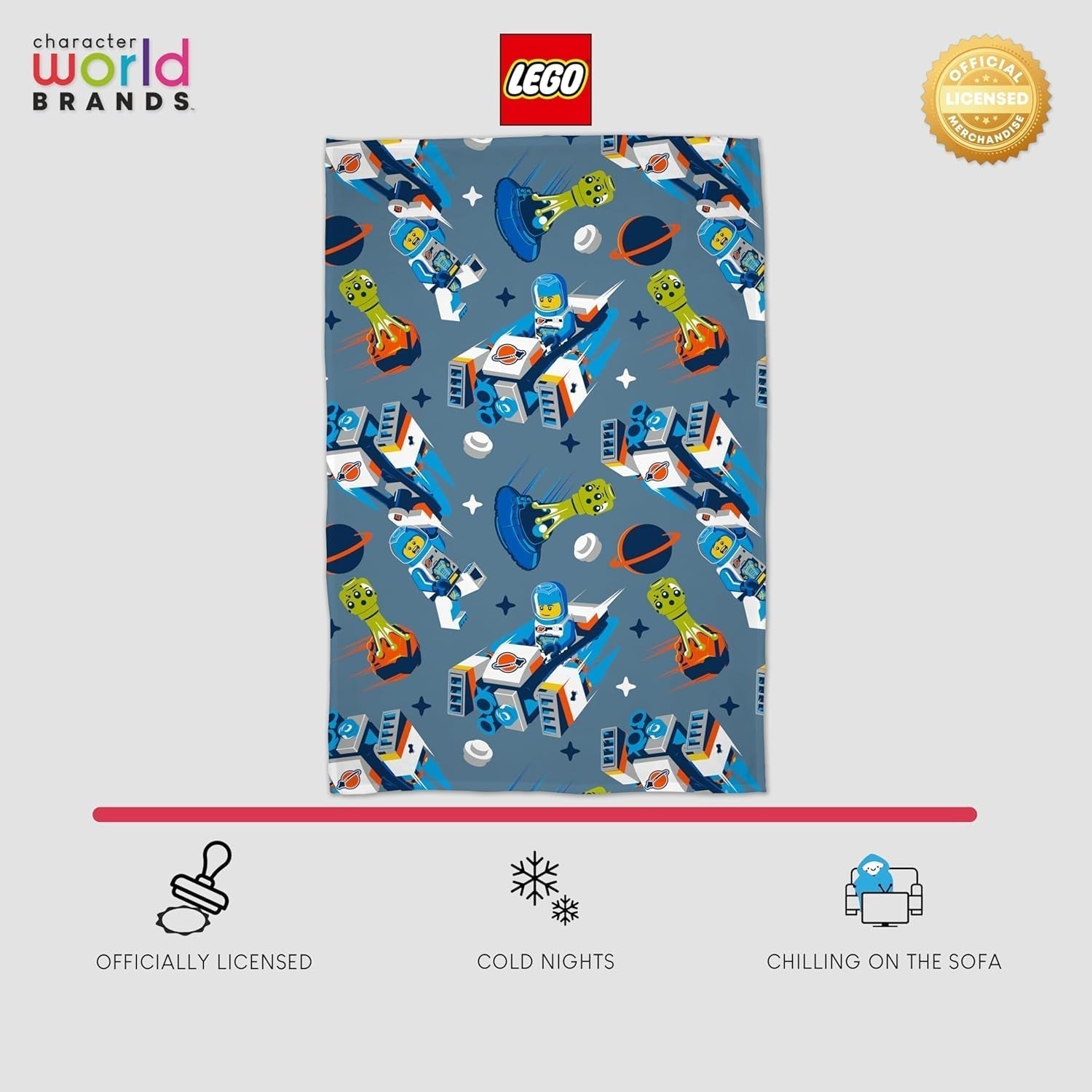 Character World Official Lego® City Fleece Blanket, Super Soft, Warm Blue Throw, Cityspace Design, Perfect pentru dormitoare, camping și dormit, 100 X 150 Cm Paturi si Cuverturi Besuche den Character World-Store