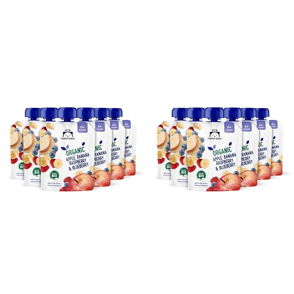 Mama Bear, purea biologica di diversi frutti, set 6 x 90 grammi Mamma e Bambino Naty Shop 12 x 90 grammi Mele, banane, mirtilli e lamponi