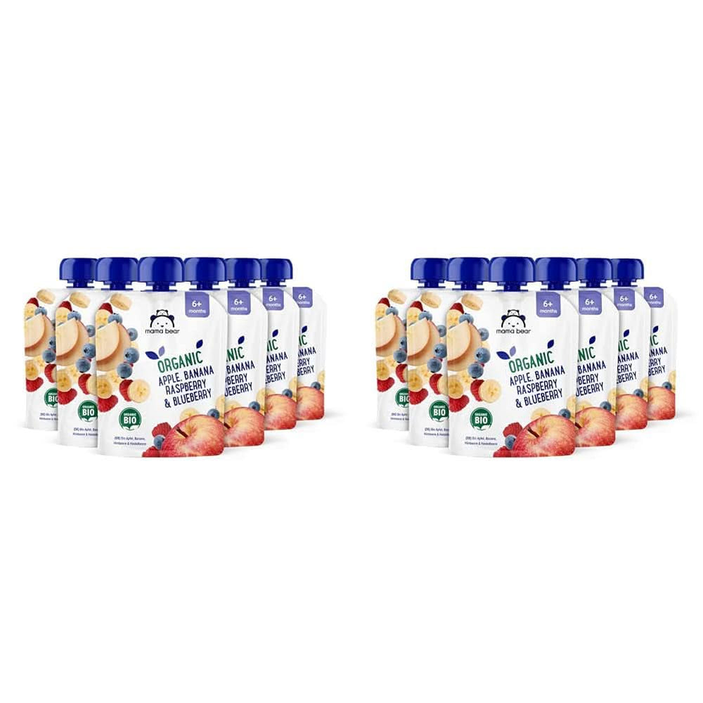 Mama Bear, purea biologica di diversi frutti, set 6 x 90 grammi Mamma e Bambino Naty Shop 12 x 90 grammi Mele, banane, mirtilli e lamponi
