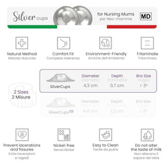 Coppe d'argento Silberhütchen, Stillhütchen Aus Silber, Schützt Und Beruhigt Bei Wunden Und Empfindlichen Brustwarzen, Nickelfrei (Regular) Naty Shop