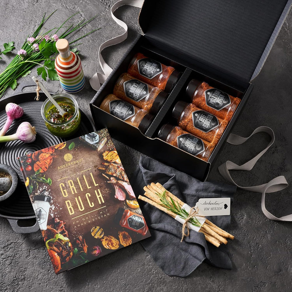 Ankerkraut Grillbuch-Set con 6 Streuern, 1320g Gewürze plus Buch im Bundle