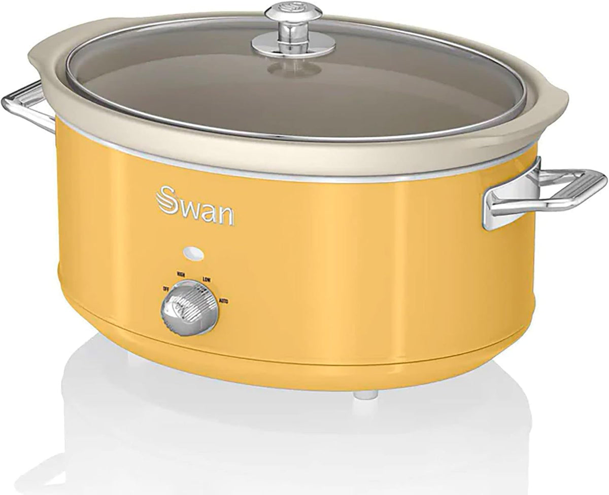 Swan Retro SF17031YELNEW Pentola lenta 6,5 litri, 320 W Pentola lenta Naty Shop Giallo