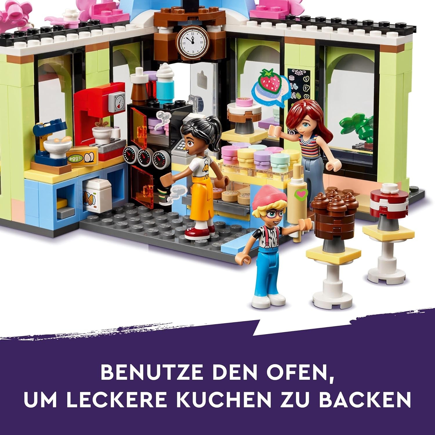 LEGO Friends Heartlake City Café, giocattolo per bambini, panetteria giocattolo, idea regalo per ragazze e ragazzi 6+, set di 3 personaggi da gioco e figura del cane 42618 Set da costruzione Besuche den LEGO-Store