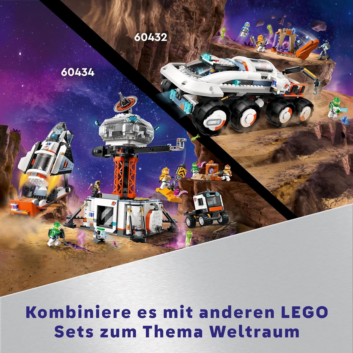 Stație spațială modulară LEGO City Space, model de navă spațială cu vehicule spațiale, cadou pentru copii, băieți și fete de la 7 ani, stație de cercetare modulară cu 6 figurine de astronauți 60433 Seturi de constructie Besuche den LEGO-Store