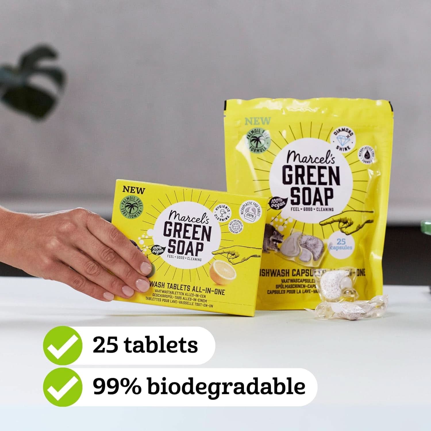 Marcel'S Sapone Verde Pastiglie Lavastoviglie Tutto-in-uno - Pompelmo e Lime - 25 pezzi Detersivi Cucina Naty Shop