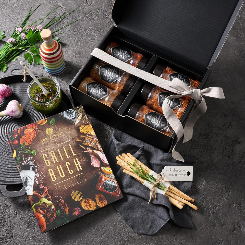 Ankerkraut Grillbuch-Set con 6 Streuern, 1320g Gewürze plus Buch im Bundle