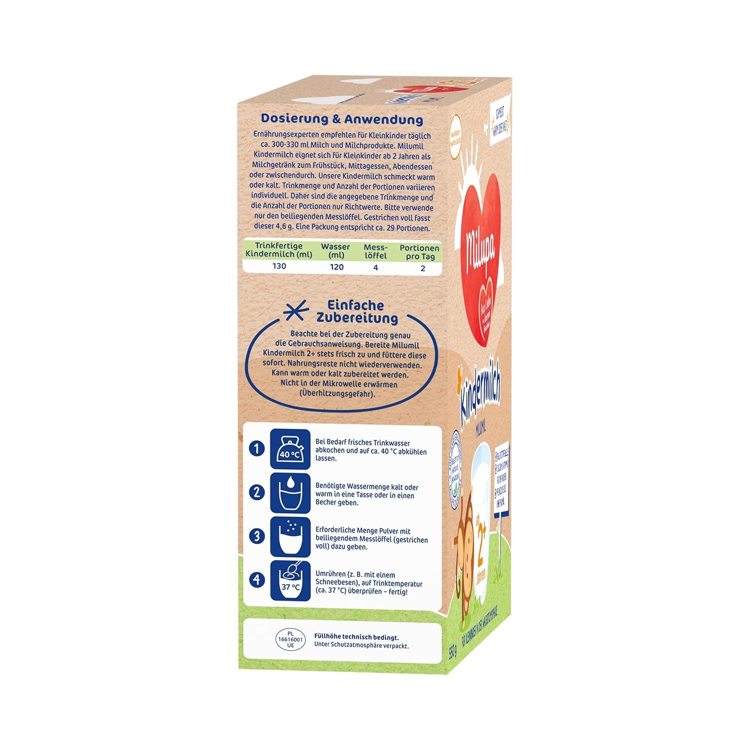 Milupa Milumil Latte di crescita 2+ - Da 1 anno - Per bambini piccoli in fase di crescita - 5 x 550 g