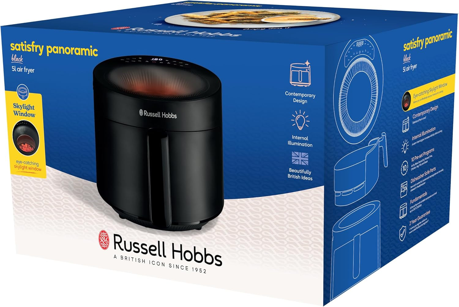 Russell Hobbs Airfryer, 5 litri, 10 programmi, finestra di visualizzazione Naty Shop Appliances