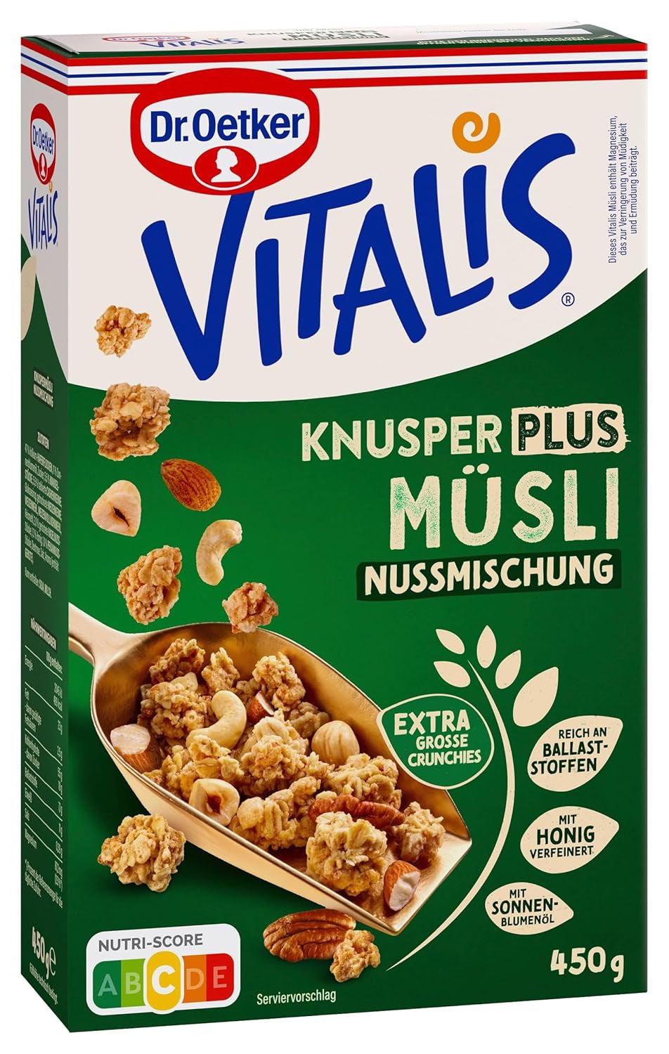 Dr. Oetker Vitalis KnusperPlus Double Chocolate: muesli croccante con cioccolato al latte e fondente, confezione da 7 (7 x 450 g)