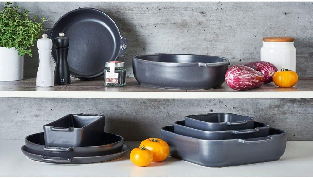 Peugeot Appolia Rechteckige Auflaufform Mit Griffen, Keramik, Schiefer / Grau, 7.2X31X21.7 Cm, Fassungsvermögen: Ca. 2 L, 60060 Stampi e teglie Naty Shop