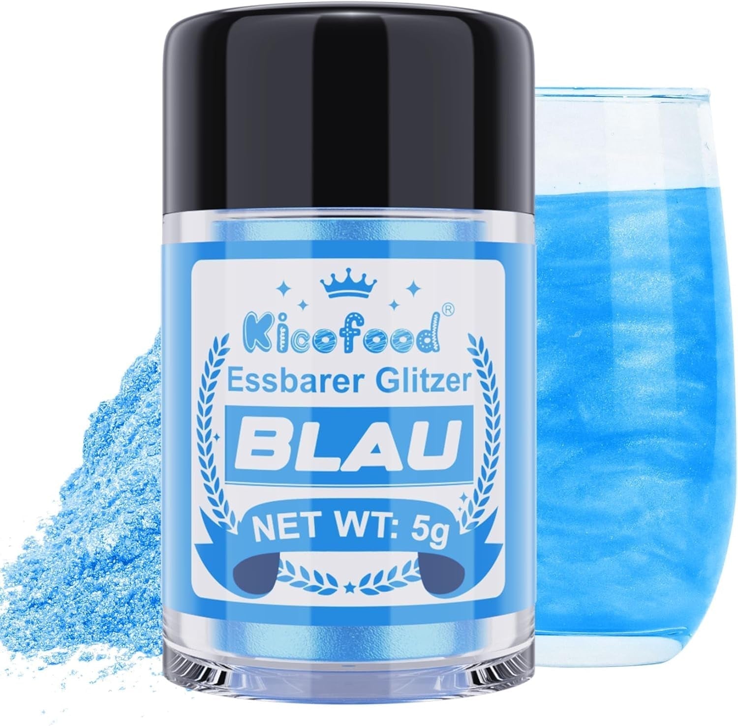 Kicofood, glitter commestibili, 5 grammi, vari colori Glitter Naty Shop Blu
