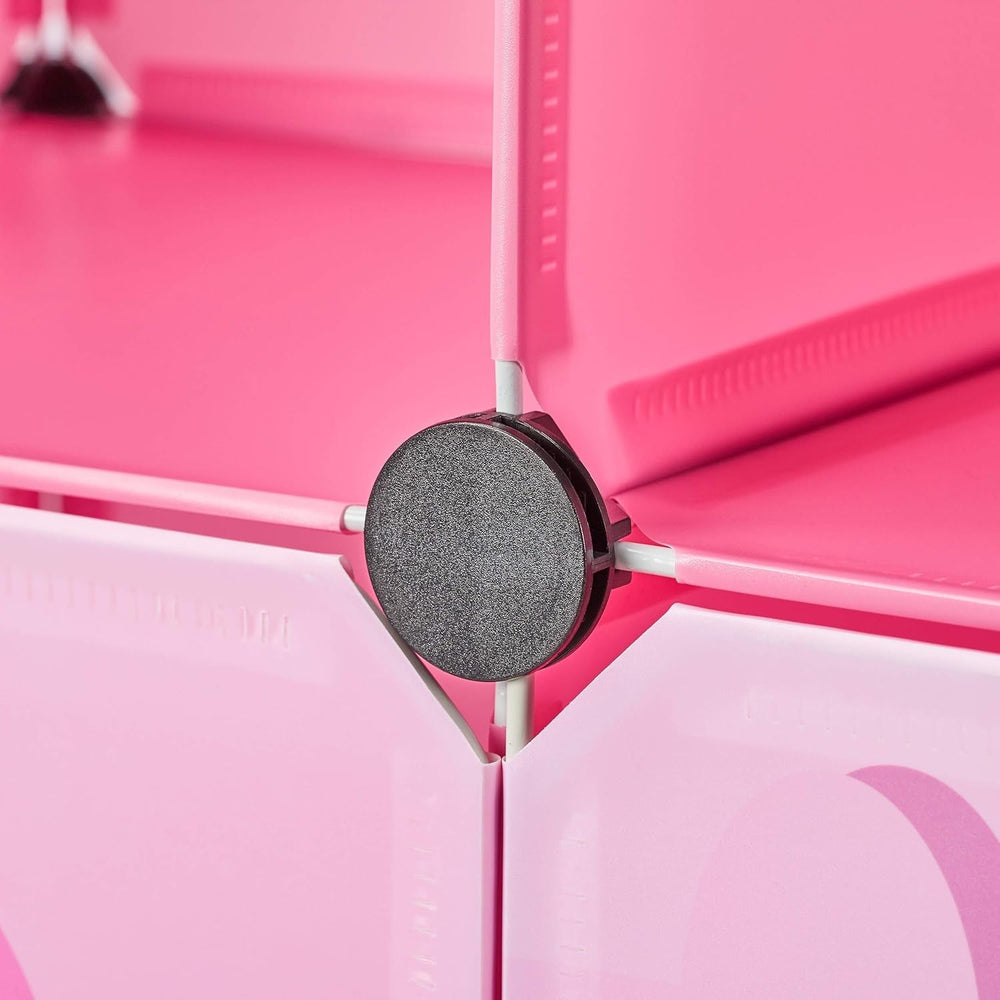 Relaxdays Scaffale per Cameretta per Bambini, Castello della Principessa, Plastica, Armadietto Fai da Te con Ante, HBT: 128 X 110 X 37 Cm, Rosa Naty Shop Dollhouses