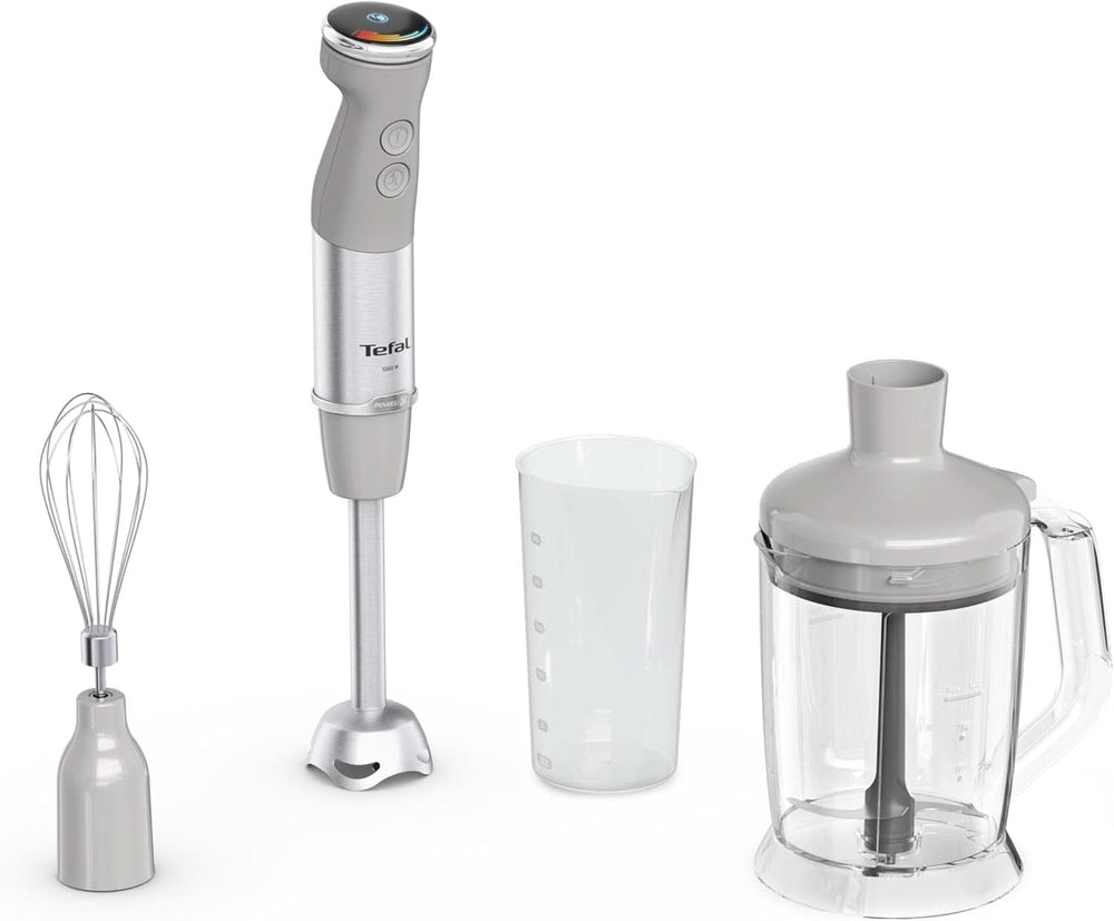 Tefal Quickchef+ 3-in-1 XL Stabmixer/Zerkleinerer/Schneebesen, 1000 W, Geschwindigkeitsregelung intuitivo, Turbo-Taste, Powelix-Messer-Technologie, Edelstahl, Grau, HB67MB30 Kitchen Naty Shop