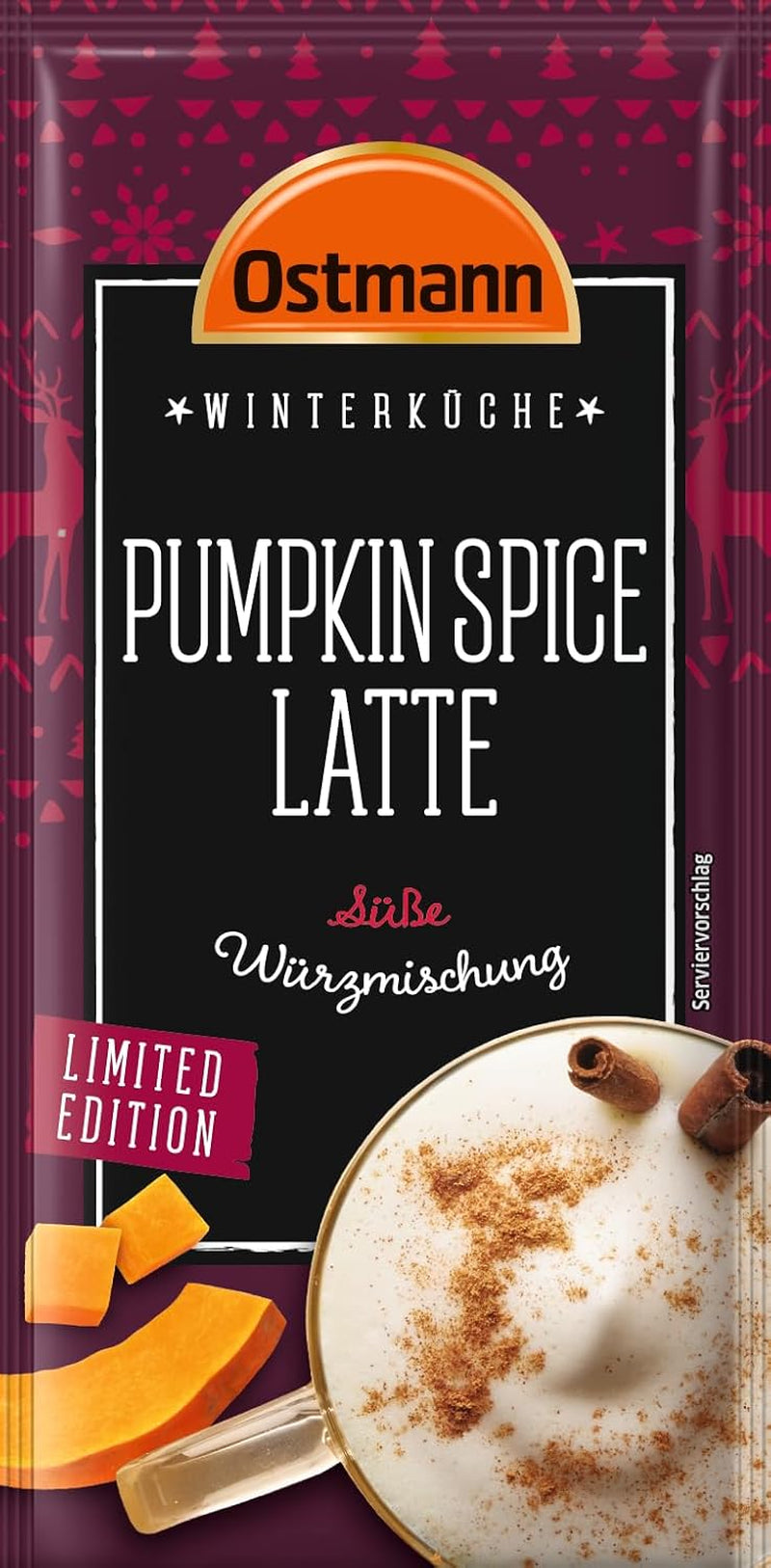 Ostmann Gewürze – Pumpkin Spice Latte Würzmischung, zum Einrühren in Milk mit Kaffee oder Espresso, mit Kürbispulver, 16 g im Beutel (Verpackungsdesign kann abweichen)