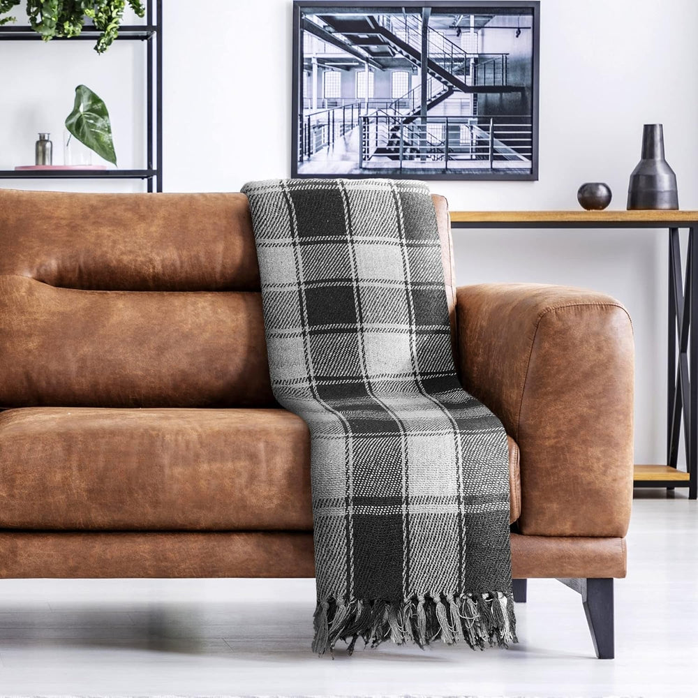 Plaid Frisco, Cotone riciclato, Tradizionale, Plaid, Per sedia, divano, divano, plaid, coperta, Antracite, 127 X 152 Cm Letti e coperte Emma Barclay