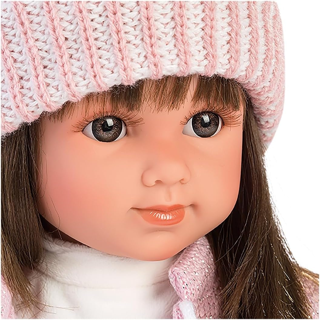 Llorens 1053528 Păpușa Sara cu păr brunet și ochi căprui, Păpușă la modă cu corp moale, inclusiv ținută la modă, 35 cm