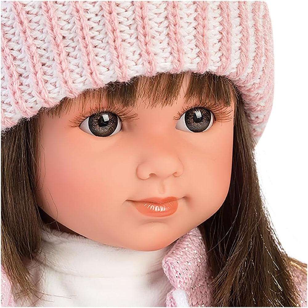 Llorens 1053528 Păpușa Sara cu păr brunet și ochi căprui, Păpușă la modă cu corp moale, inclusiv ținută la modă, 35 cm