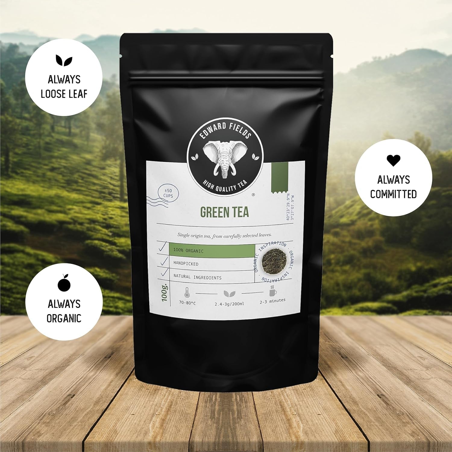 Edward Fields Tea ® - Ceai negru chai organic vrac. Ceai negru chai latte organic cules manual cu ingrediente și arome naturale și organice, 100 g, India. (Chai negru)