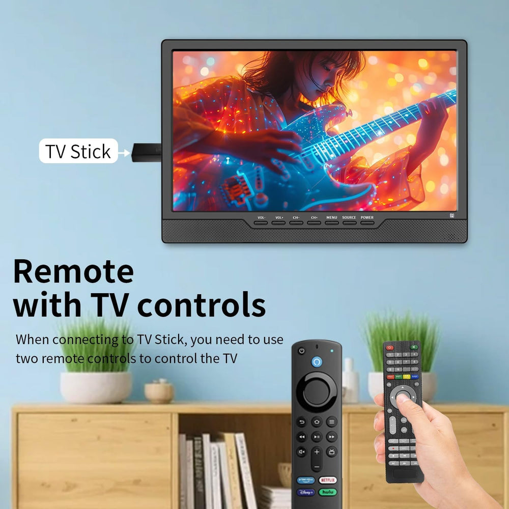 Televizor LED HD de 14 inch, televizor mic cu intrare HDMI, tuner digital încorporat/HDMI/USB/DC-12IN pentru dormitor, bucătărie, rulotă – telecomandă inclusă