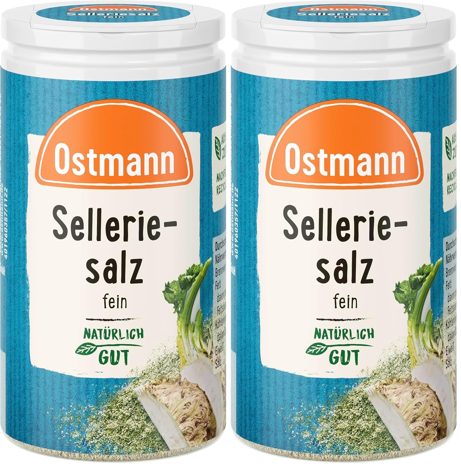 Ostmann Gewürze - Celeriesalz | Zum Verfeinern zährlicher herzhafter Gerichte | Riciclabile, riutilizzabile Streudose | 50 g in un colino