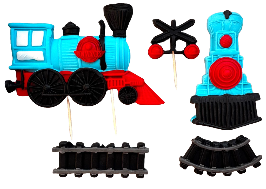 Set 5 decoratiuni comestibile din pasta de zahar, Trenulet Decoratiuni din Pasta de Zahar Nati Shop