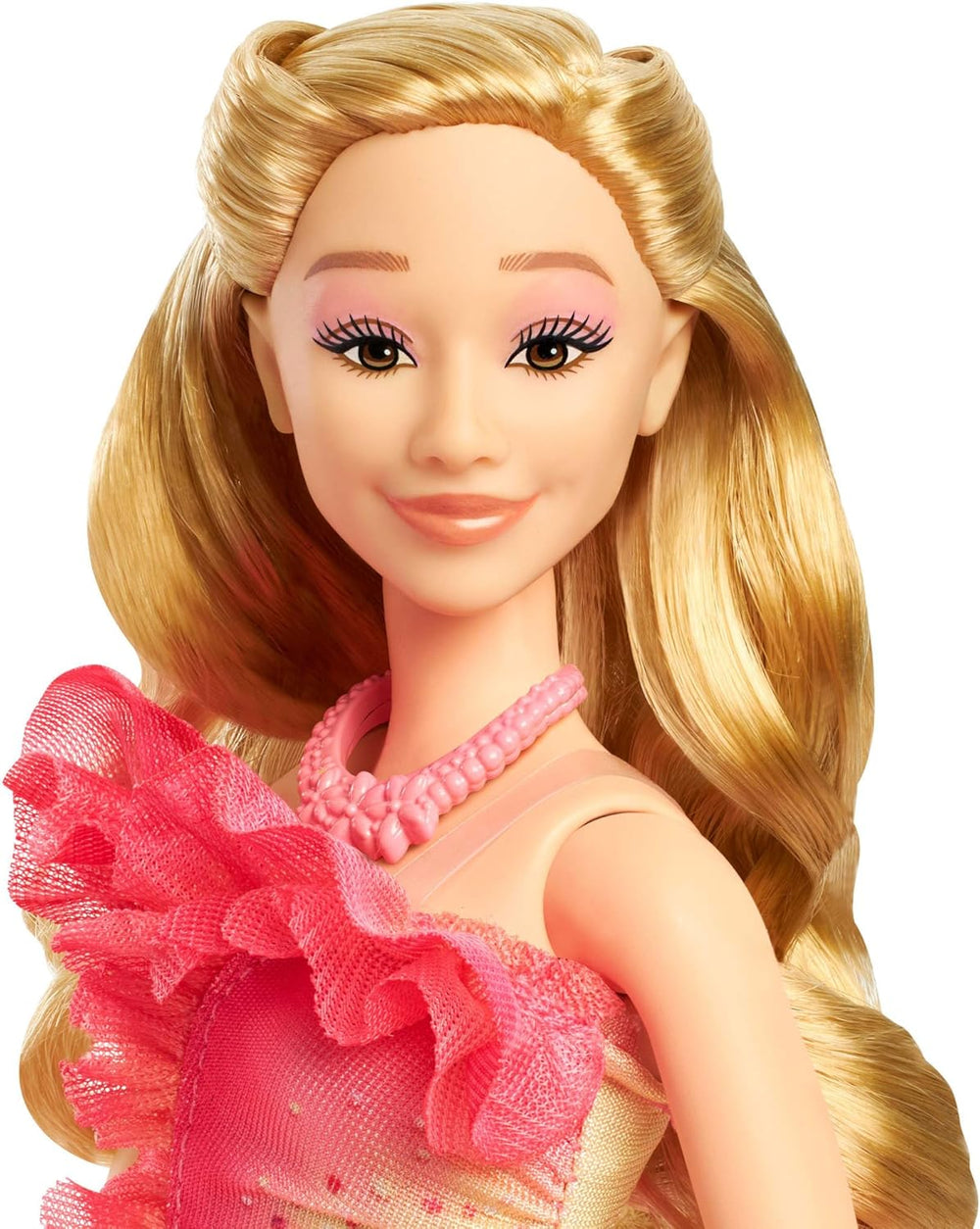 Păpușă de modă Mattel Wicked Glinda și accesorii cu păr blond, diverse poziții posibile și aspect de rochie de bal detașabilă, HXT63