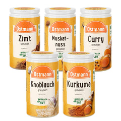 Ostmann Gewürze - gefülltes Gewürzregal mit 21 Gewürzdosen | Set aus Gewürze, Kräuter, Gewürzmischungen | zum Aufhängen | per lo Schranktür | Mangia: 1 Stück
